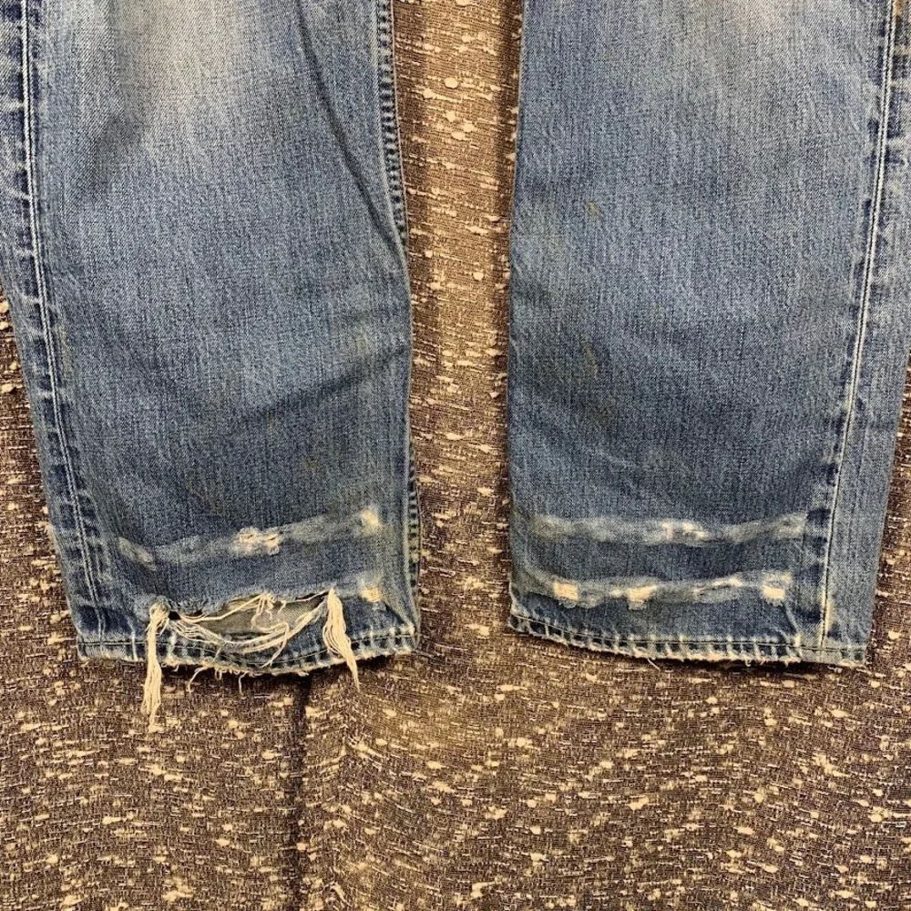 Polo Ralph Lauren Distressed Classic Fit Jeans Blue Denim 39x30 Mens Frayed
